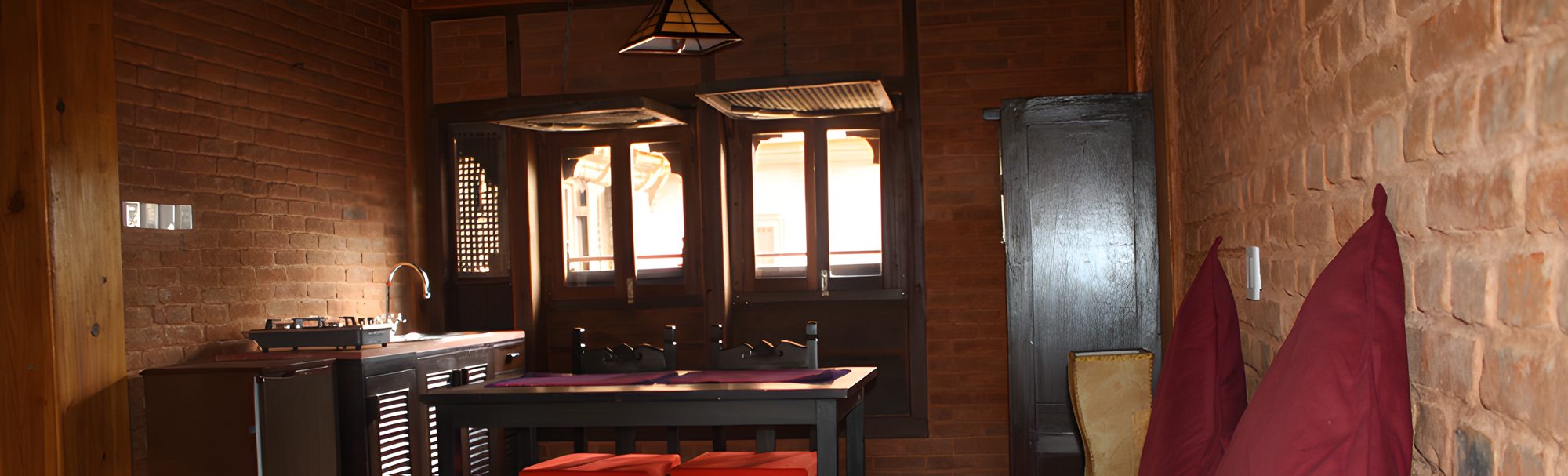 Apartment dining space and kitchen